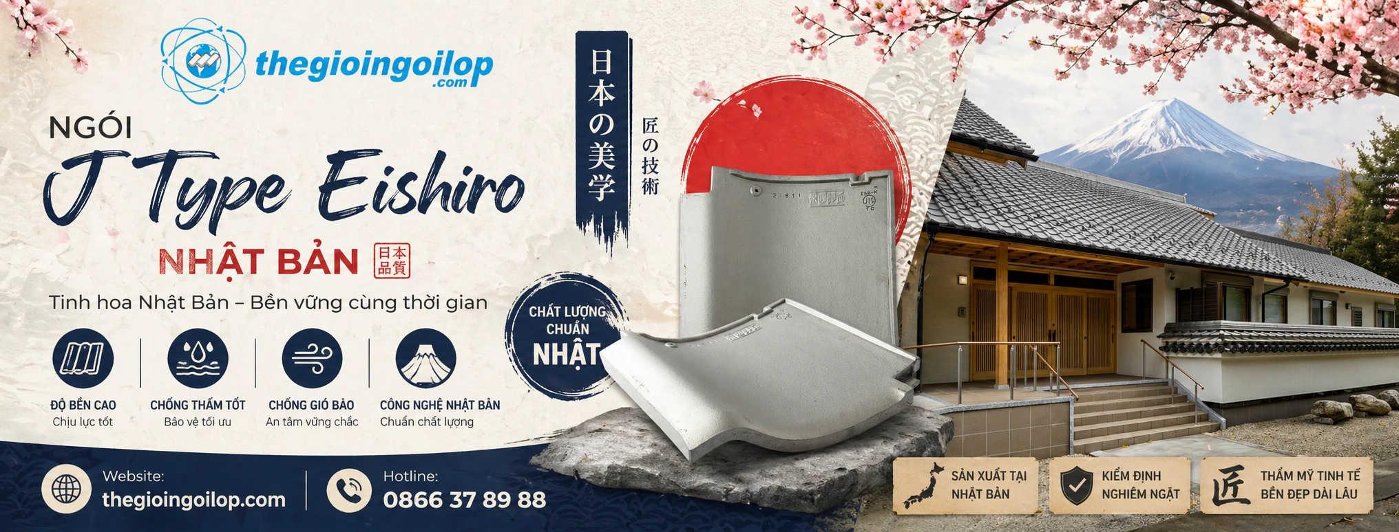 banner ngói j type kawara nhật bản eishiro